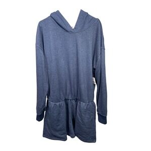 NWT FP Movement Such A Flirt Romper Open Back Relaxed Fit Athleisure SMALL Navy